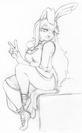 pencil and paper sketch of AlyulaCastor pencil and paper sketch of AlyulaCastor, an anthro bunny vtuber